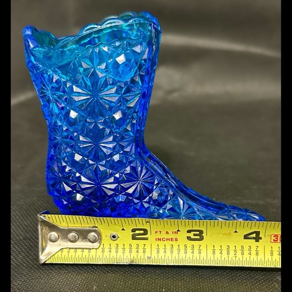 Vintage Blue daisy and button Patterned glass boot - Picture 4 of 4
